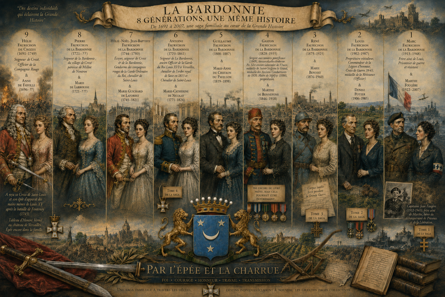 Fresque généalogique La Bardonnie — Ense et Aratro
